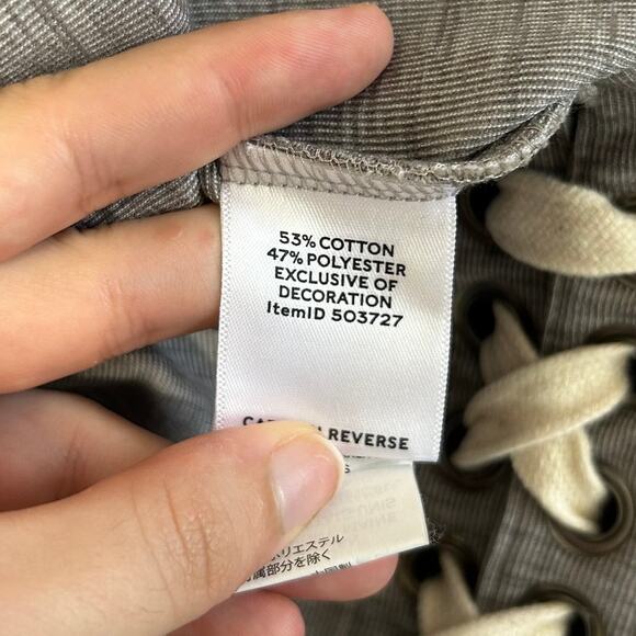 L.L. Bean Signature Side Tie Short Sleeve Tunic Top NWT Women's Sz M Gray Cotton - Picture 5 of 6